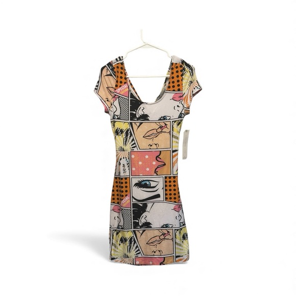 Almost Famous Dresses & Skirts - NWT Y2K Era Almost Famous Pop Art Bodycon Midi Dress - Multicolor Size Medium